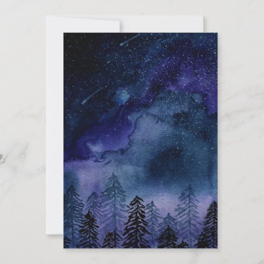 Rustic Night Sky Forest bruiloft uitnodiging (Achterkant)