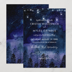 Rustic Night Sky Forest bruiloft uitnodiging