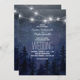 Rustic Night Sky Forest Wedding   String Lights Kaart