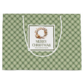 Rustic Nordic Christmas Gift Bag Neutral Minimal Groot Cadeauzakje (Voorkant)