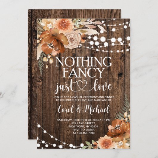 Rustic Nothing Fancy Just Love invitation (Devant / Derrière)