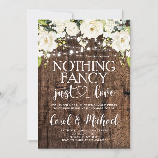 Rustic Nothing Fancy Just Love invitation (Devant)
