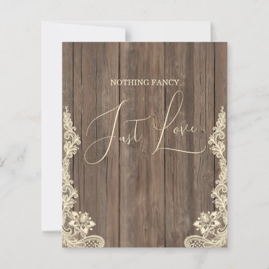 Rustic Nothing Fancy Just Love Wedding Invitation (Achterkant)