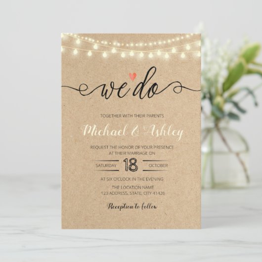 Rustic nous faisons une invitation à thème mariage (Debout devant)