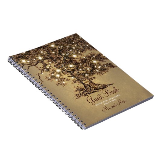 Rustic Oak Tree String Lights Mariage livre d'invi (Côté Droit)