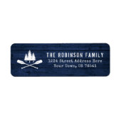 Rustic Oars Trees Blue Wood Print Address Etiket (Voorkant)