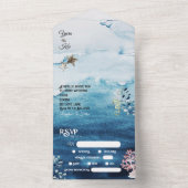 Rustic Ocean Dietary Restrictions RSVP Wedding All In One Uitnodiging (Binnen)
