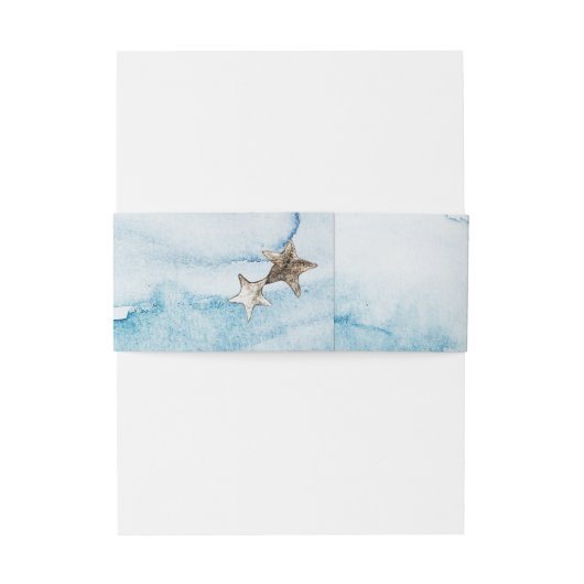 Rustic Ocean Light Blue Wedding Uitnodigingen Wikkel (Achterkant Voorbeeld)