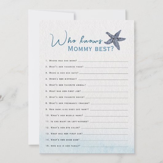 Rustic Ocean Qui Connaît Maman Baby shower Carte D (Devant)