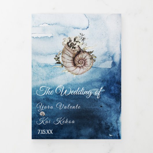 Rustic Ocean Tri-Fold Wedding Invitation Drieluik Uitnodiging (Cover)