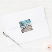 Rustic Ocean Wedding Bedankt Vierkante Sticker (Envelop)