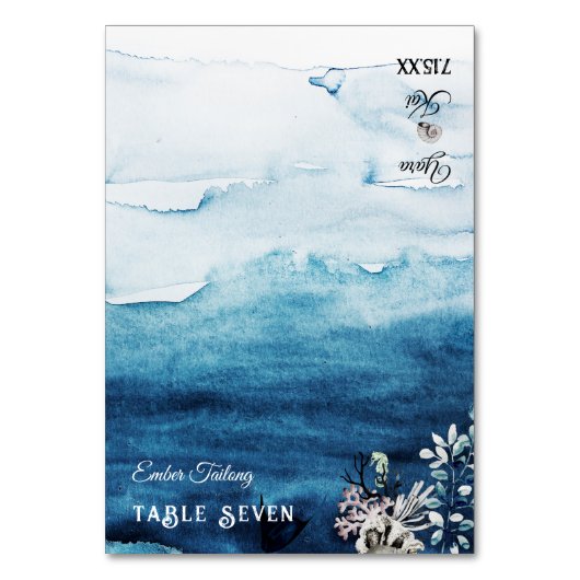 Rustic Ocean Wedding Foldable Place Card Kaart (Voorkant)