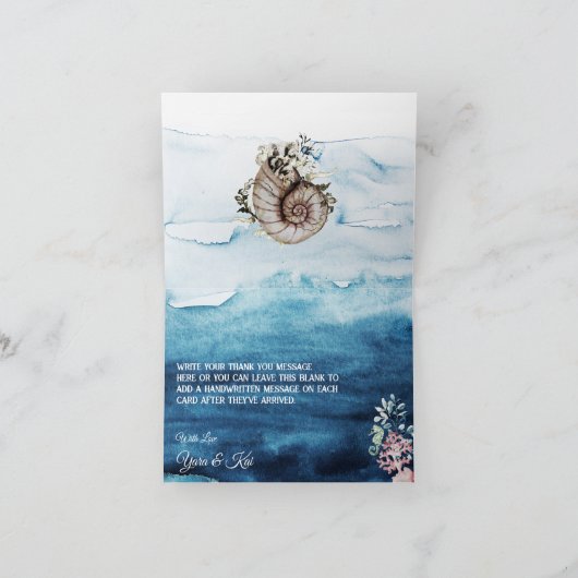 Rustic Ocean Wedding Folded Hartelijk dank Bedankkaart (Binnen)