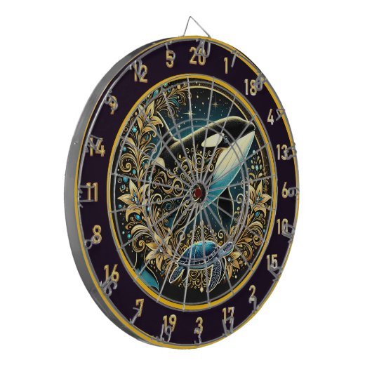 Rustic Ocean Wildlife Dartboard Muurkunst Dartbord (Voorkant Links)