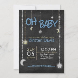 Rustic Oh Baby, Baby Boy Shower Invitations