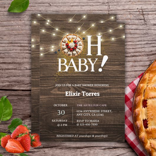 Rustic Oh Baby Cutie Pie Baby shower Kaart
