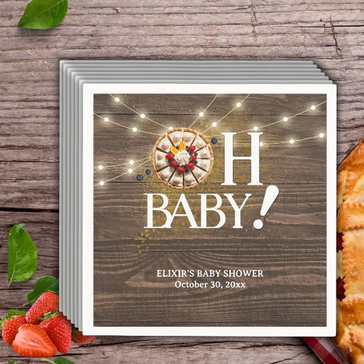 Rustic Oh Baby Cutie Pie Baby shower Servet