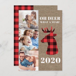 Rustic Oh Deer Pset Photo Collage Feestdagenkaart