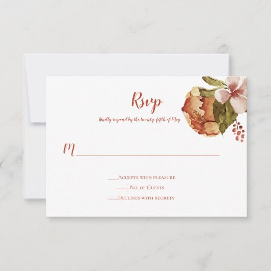 Rustic Oktober Autumn Herfst Blossom RSVP Kaartje (Voorkant)