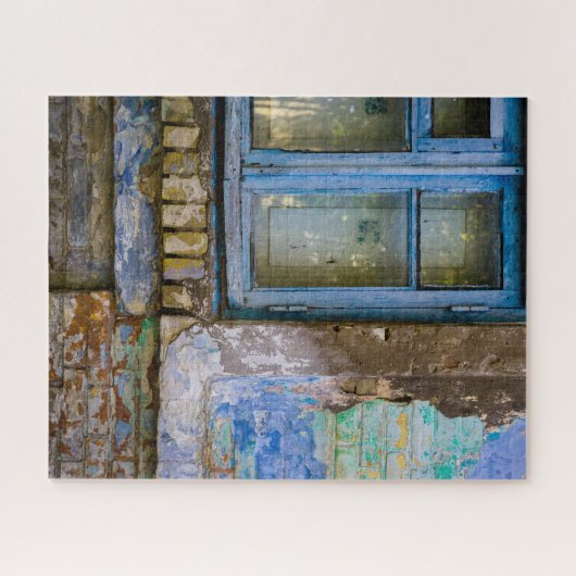 Rustic Old Brick Wood House Window Legpuzzel (Horizontaal)