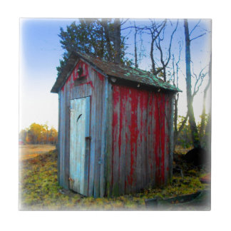 Rustic Old Junk Yard Outhouse Tegeltje