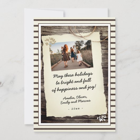Rustic Old Paper Hand-writed Script Photo Feestdagenkaart (Voorkant)