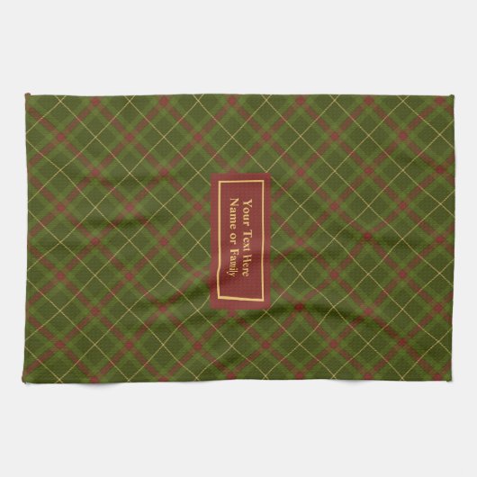 Rustic Olijfgroene Herfst Tartan Handdoek Aangepas (Horizontaal)