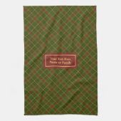 Rustic Olijfgroene Herfst Tartan Handdoek Aangepas (Verticaal)