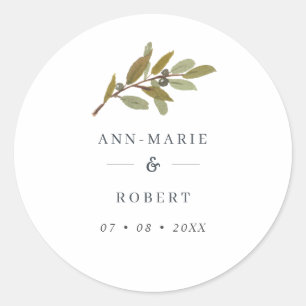 Rustic Olive Branch Wedding Names Ronde Sticker