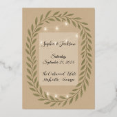 Rustic Olive Green Wedding Invitation with String  (Recto)