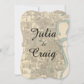  Rustic Omaha NE Map Wedding Uitnodiging (Voorkant)