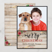 Rustic One Foto Kerstmis Calligrafie Kaart (Voorkant / Achterkant)