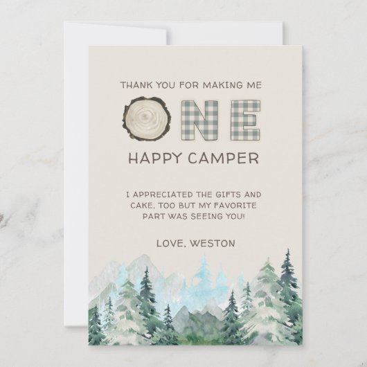 Rustic One Happy Camper bedankt kaarten (Voorkant)