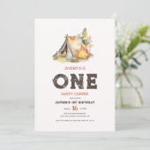 Rustic One Happy Camper Birthday Kaart (Staand voorkant)