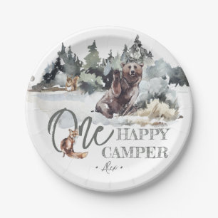 Rustic One Happy Camper Birthday Party Papieren Bordje