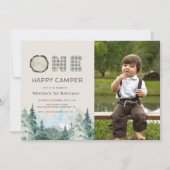 Rustic One Happy Camper Invitation Anniversaire (Devant)