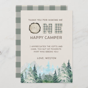 Rustic One Happy Camper Merci Cartes
