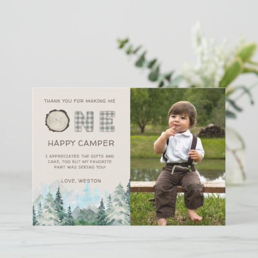 Rustic One Happy Camper Merci Cartes (Debout devant)