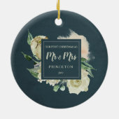 Rustic Ons eerste kerstfeest als Mr & Mrs Name Keramisch Ornament (Achterkant)