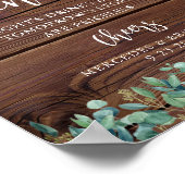 Rustic Open Bar Greenery String Lights Wedding Poster (Hoek)