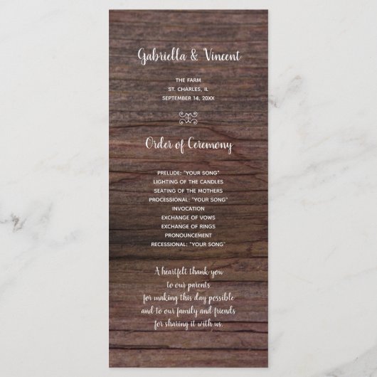 Rustic Orange Daisy Country Programme de mariage d (Dos)