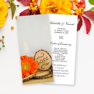 Rustic Orange Daisy Woodland Wedding Programme