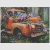 Rustic Orange Floral Truck Decoupage Tissuepapier (Voorkant)
