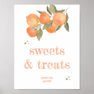 Rustic Orange Grove "Sweets & Treats" Sign Poster