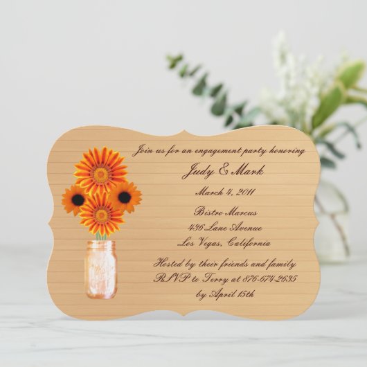 Rustic Orange Mason Jar Invitation de la partie d' (Debout devant)