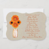 Rustic Orange Mason Jar Invitation nuptiale douche (Devant)