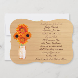Rustic Orange Mason Jar Invitation nuptiale douche