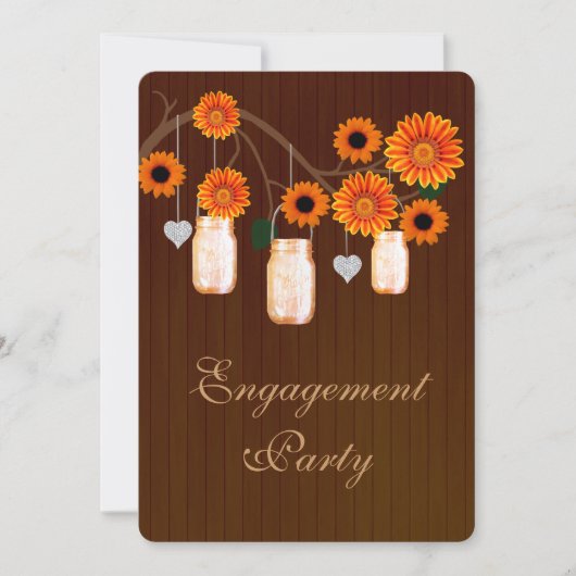 Rustic Orange Mason Jars Engagement Invitation (Devant)
