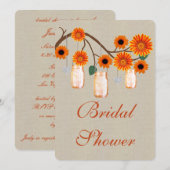 Rustic Orange Mason Jars Invitation de la douche n (Devant / Derrière)