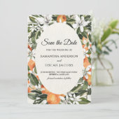 Rustic Oranje Bloemige Bloem | Elegante Boho Save The Date (Staand voorkant)